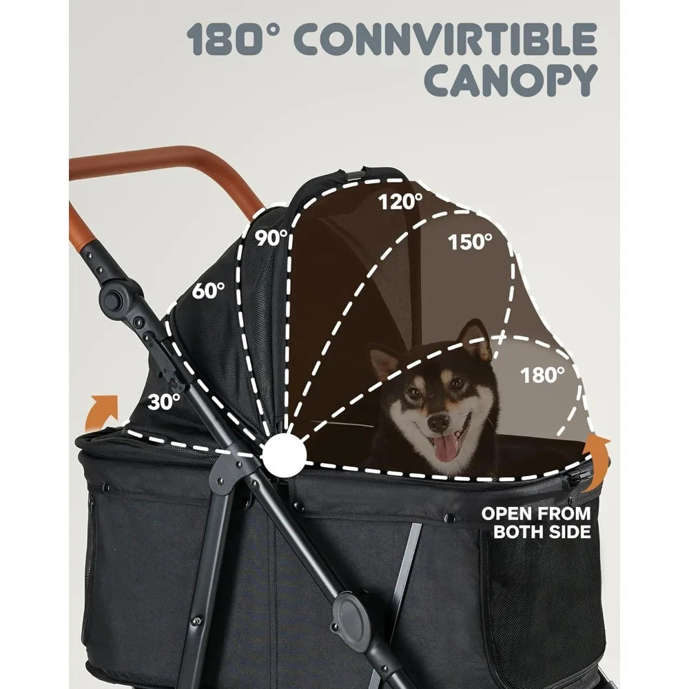 Dog Stroller for Large Dogs, pet Stroller for Medium Dogs Up to 66lbs, All-Terrain with Adjustable Handle & Canopy, Sun S