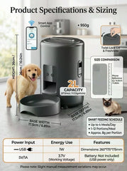 PETSIN 2L/67.64oz automatic cat feeder, smart cat feeder, smart pet feeder, dual-band 2.4G WiFi automatic dog feeder, round automatic cat food dispenser, with app control, remote control cat and dog food dispenser for small p