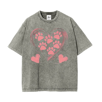 Pet Harmony Supplies Dog Paw Graphic Tee Women Casual Top