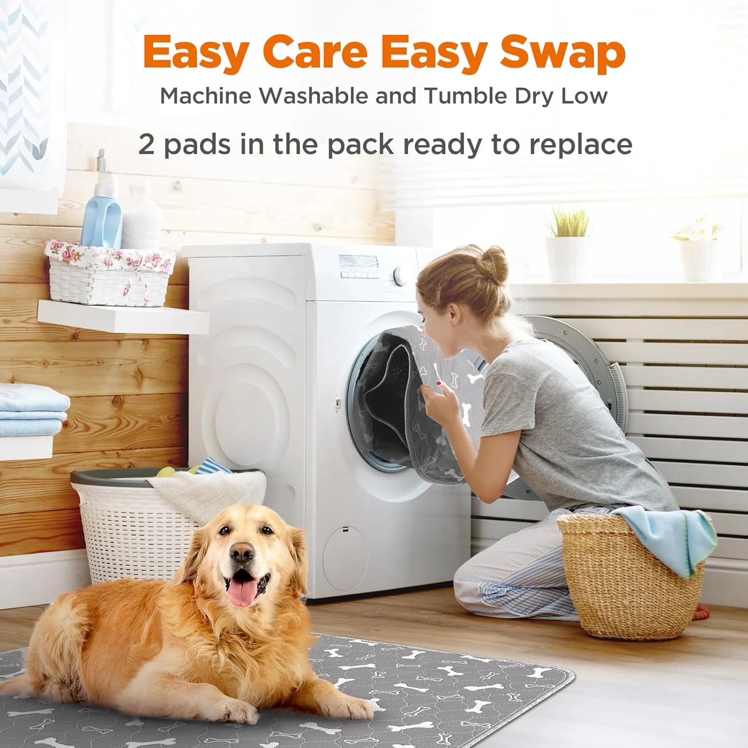 None Washable Dog Pee Pads Reusable Absorbent Waterproof Non Slip