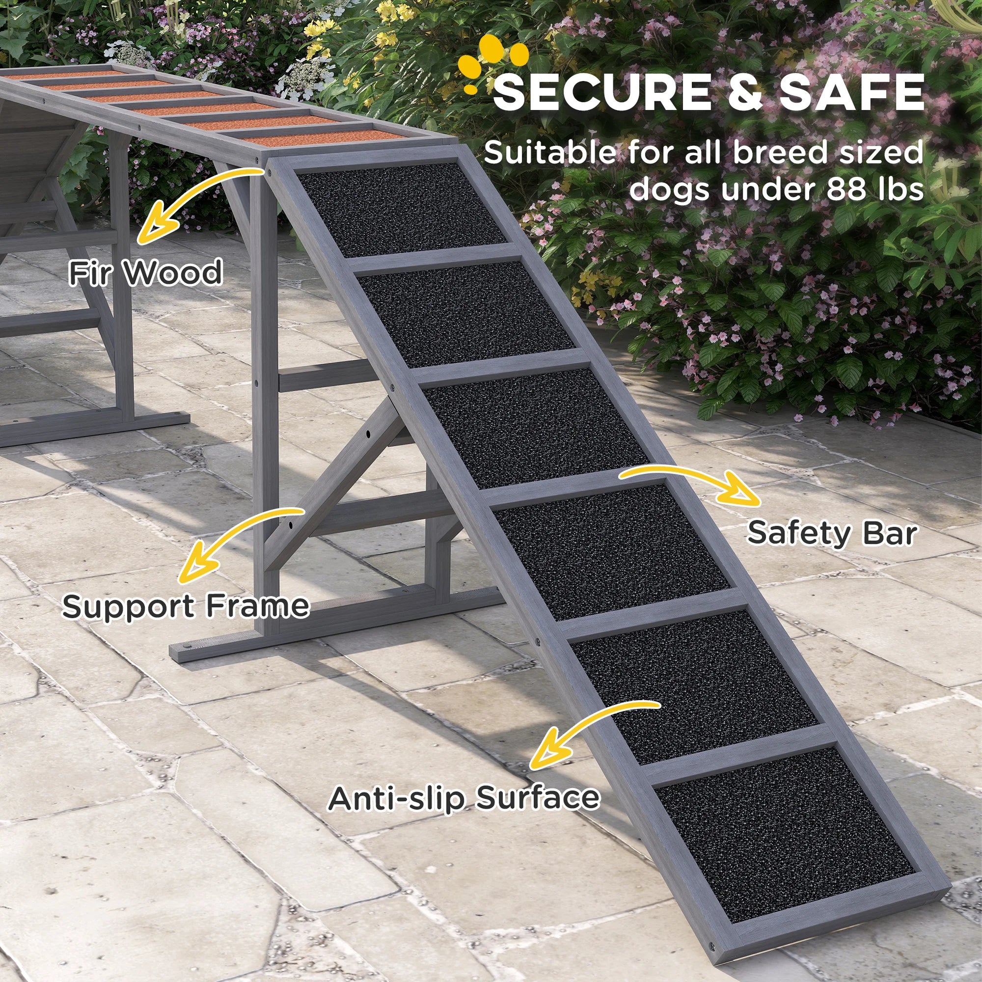 Dog Agility Ramp With Safety Bars And 35 Degree Slope