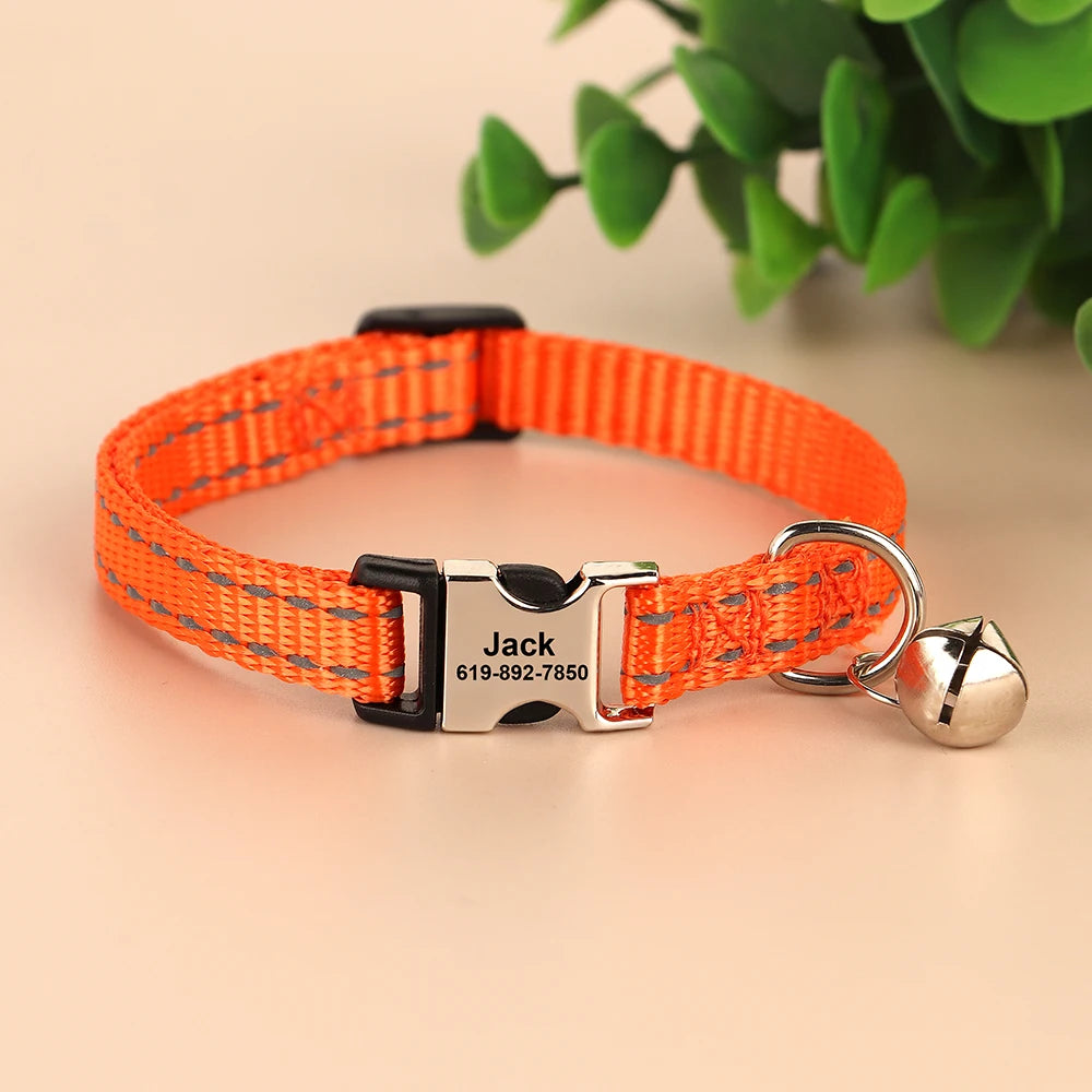 Free personalized kitten collar, engraved with pet dog's name, anti-lost, suitable for cats and small dogs, adjustable