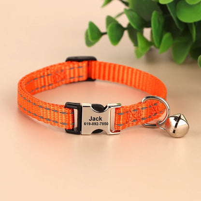 Free personalized kitten collar, engraved with pet dog's name, anti-lost, suitable for cats and small dogs, adjustable