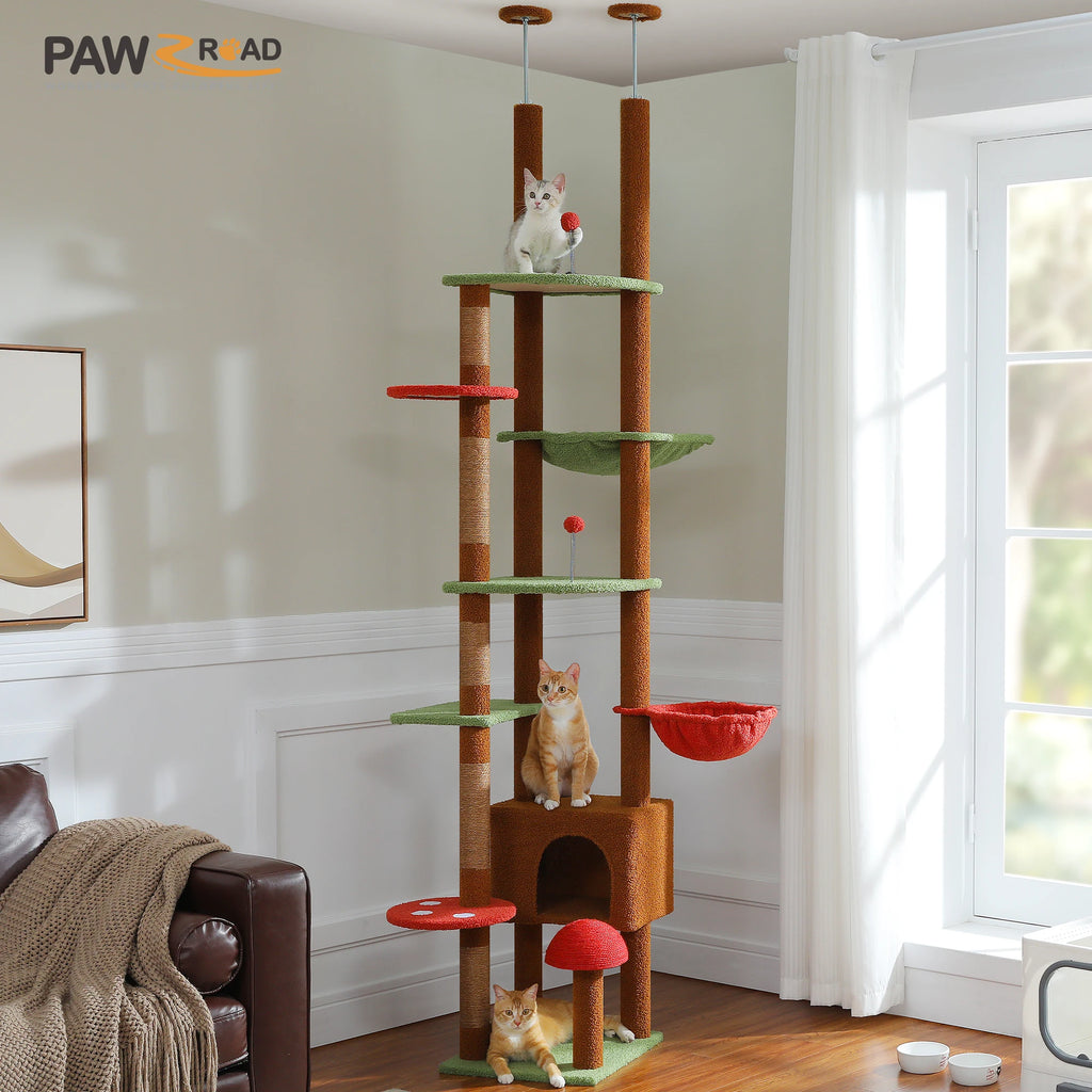 PETEPELACN Floor to Ceiling Cat Tree With Condo Hammock