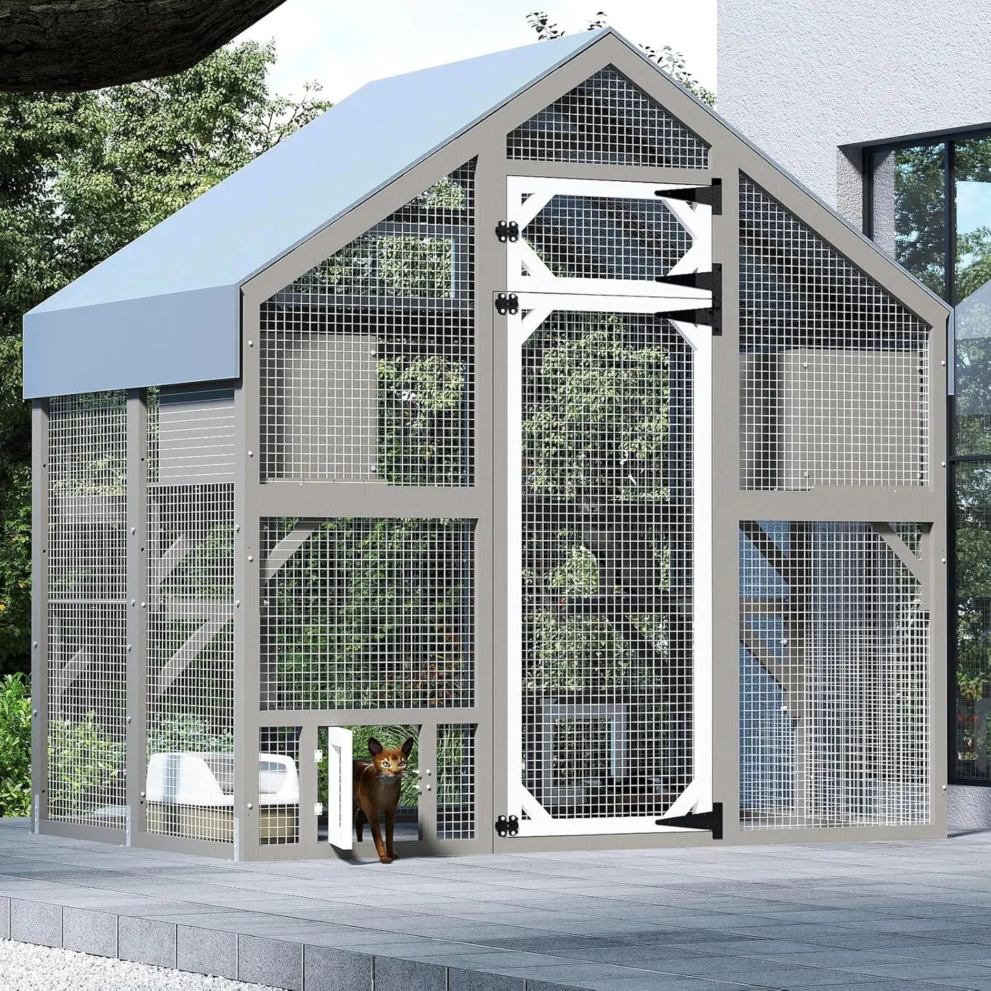 Catio Outdoor Cat Enclosure For Multiple Cats With Weatherproof Roof