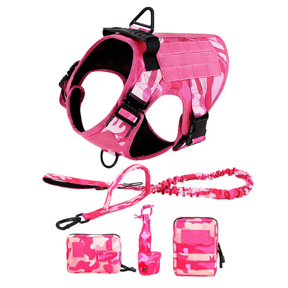 Military Camouflage Dog Harness With Adjustable Leash