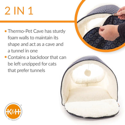 Heated Cat Cave Bed Collapsible Pet Tent and Machine Washable