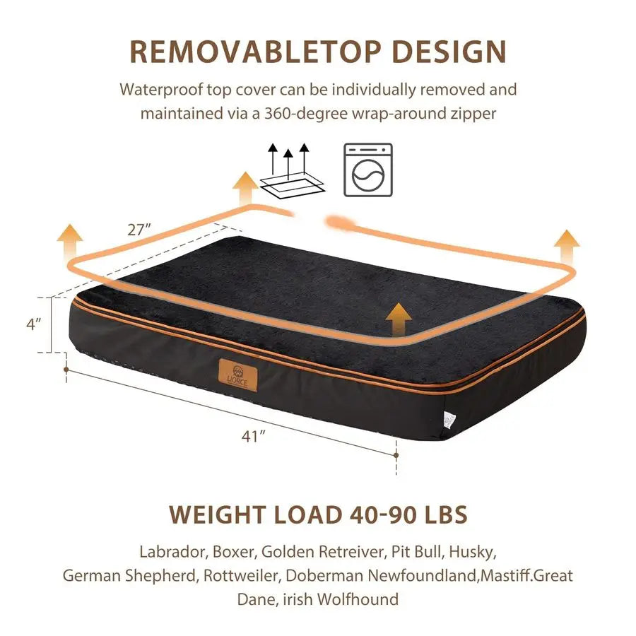 Orthopedic Foam Dog Bed With Waterproof Removable Cover Wraparound Zip