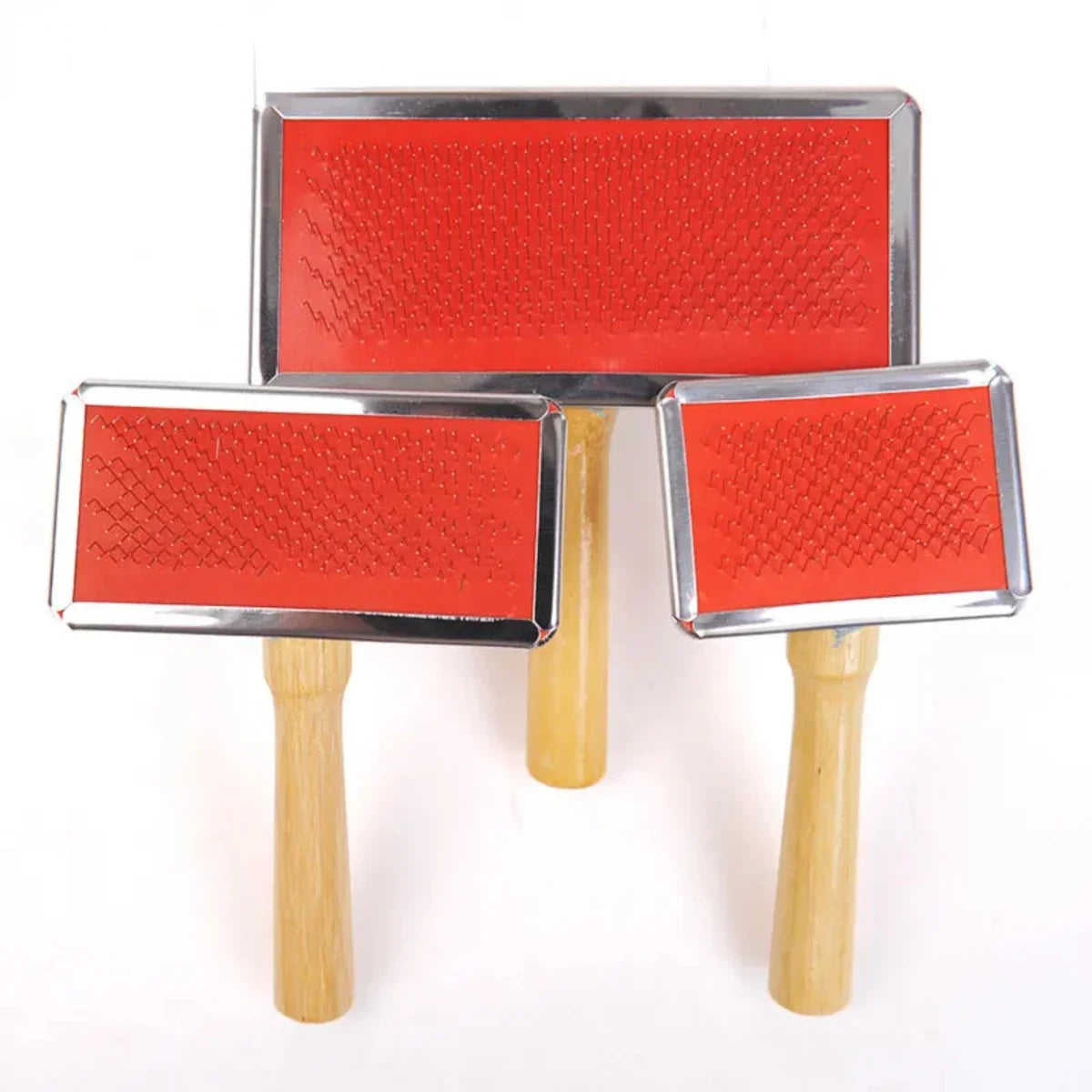 Hign-concerned Steel Needle Wooden Handle Comb For Dogs And Cats Grooming