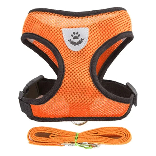 Cat Harness Vest With Adjustable Polyester Mesh Leash For Pets