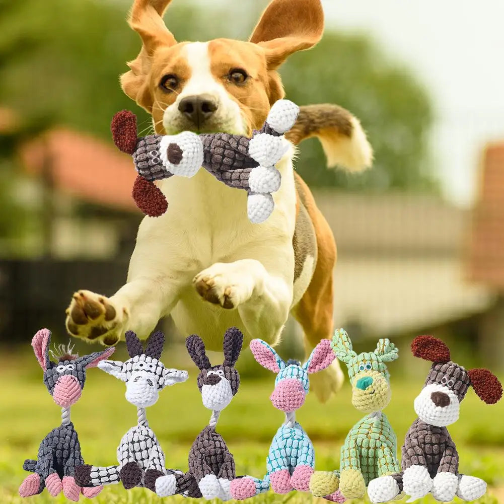 Plush Squeaky Puppy Chew Toys For Small Dogs Donkey Design