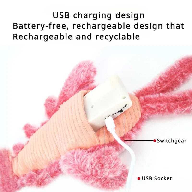 Cat Toys Electric Lobster USB Rechargeable Jumping Plush Toy