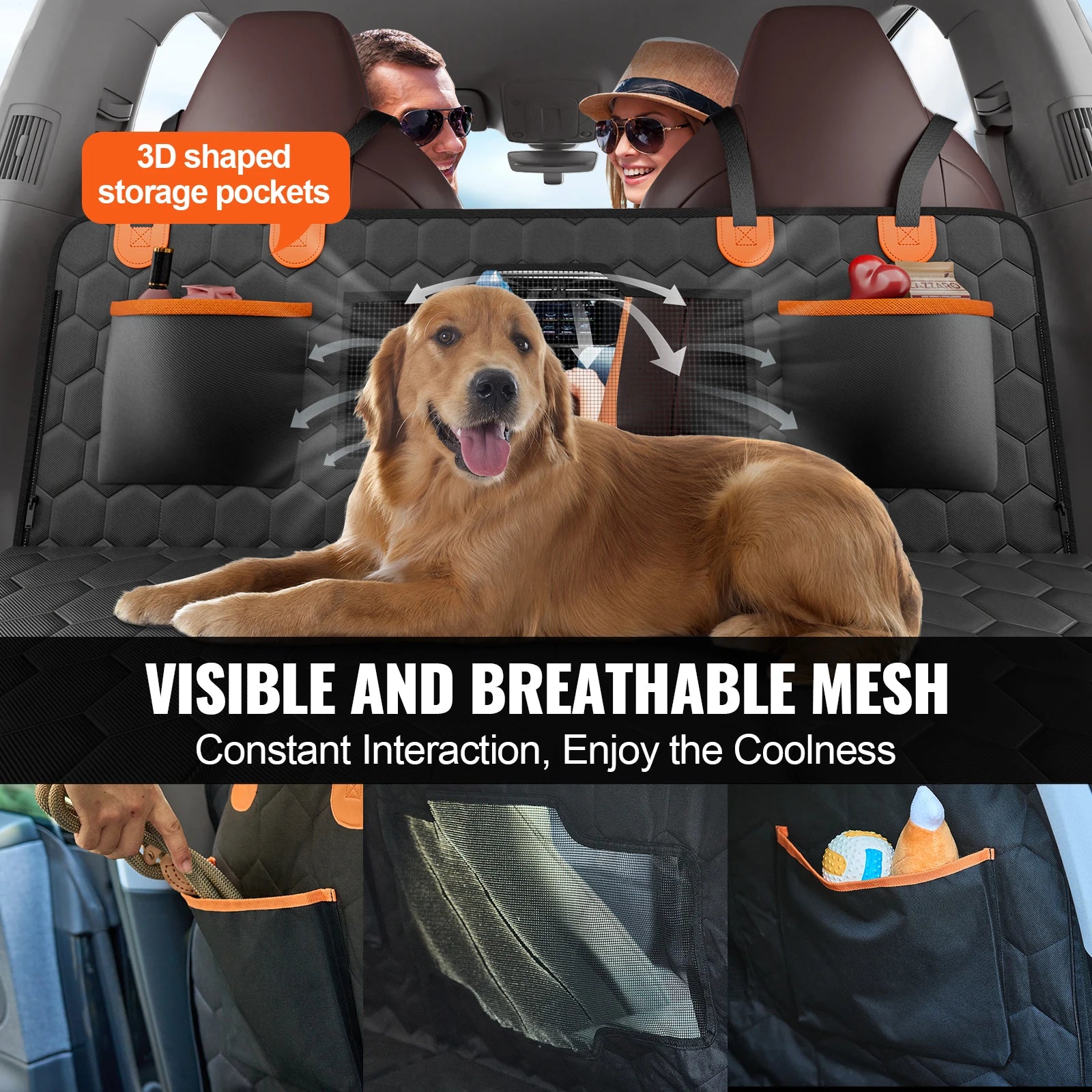 SucceBuy Back Seat Extender Dog Car Seat Cover Hammock With Mesh Pocket