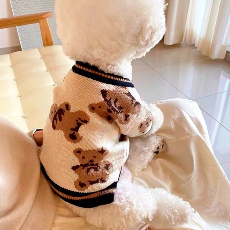 DOGGYZSTYLE Luxury Striped Cotton Cardigan Sweater For Dogs And Cats