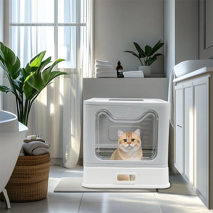 Detachable Enclosed Cat Litter Box Front Entry Stainless Steel Pan