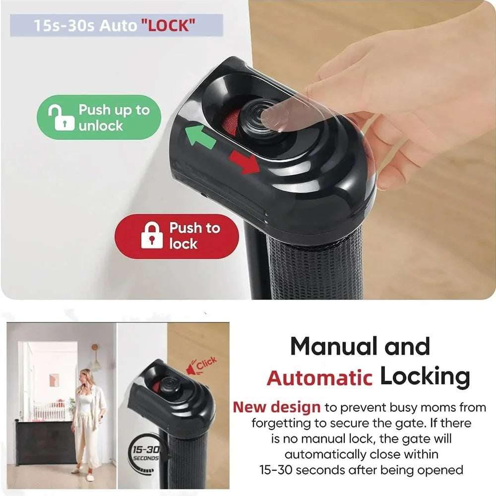 71in Extra Wide Retractable Baby Gate No-Drill Childproof Net Fence 34in Tall Mesh Baby Safety Gate for Stairs Dog Gate Black