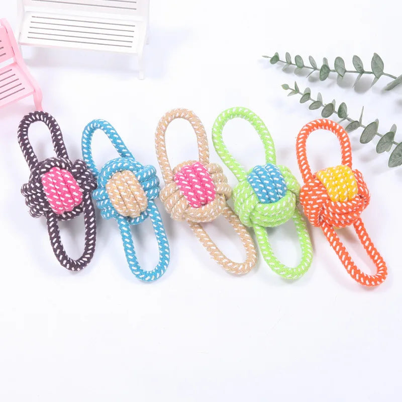 VZZ Interactive Cotton Rope Mini Dog Toy Ball Chew