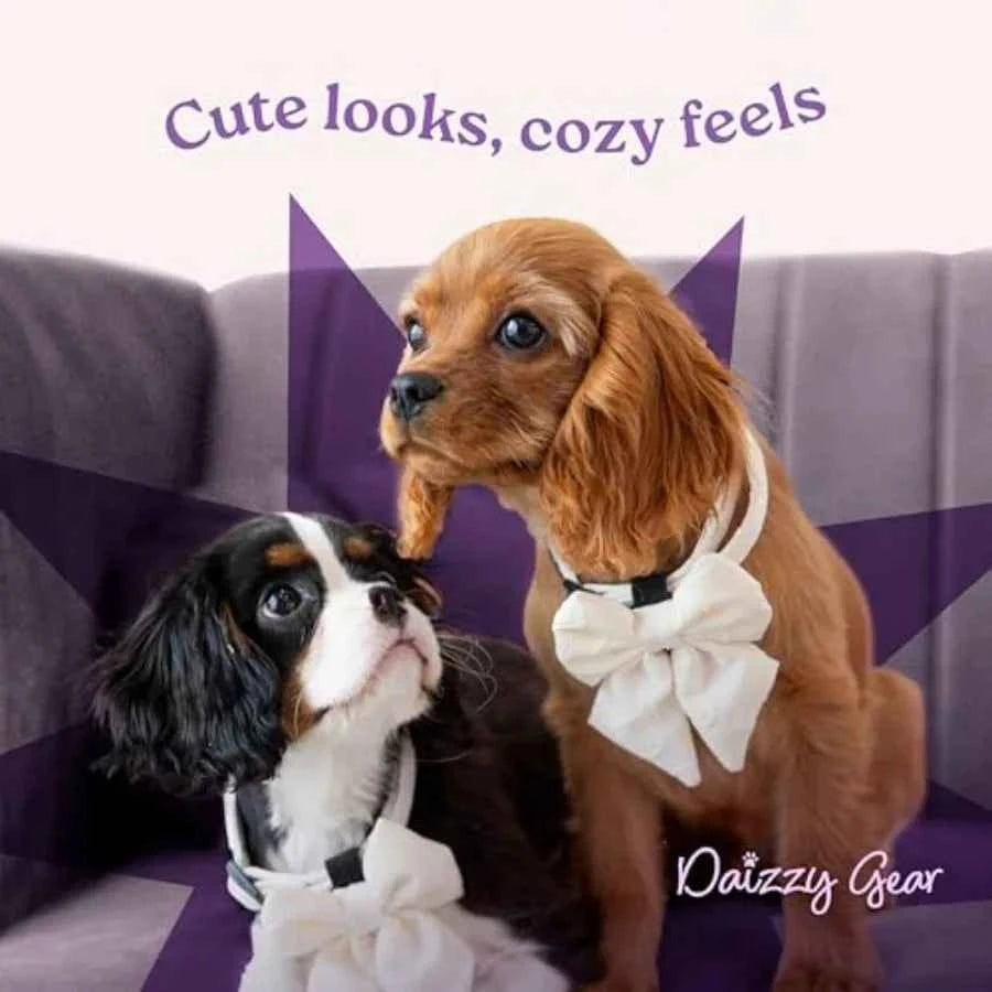 Dog Collar and Harness Set No Pull, All-Weather, Breathable Harness and Leash Set with Collar, Bandana, Sailor Bow and Poop Bag