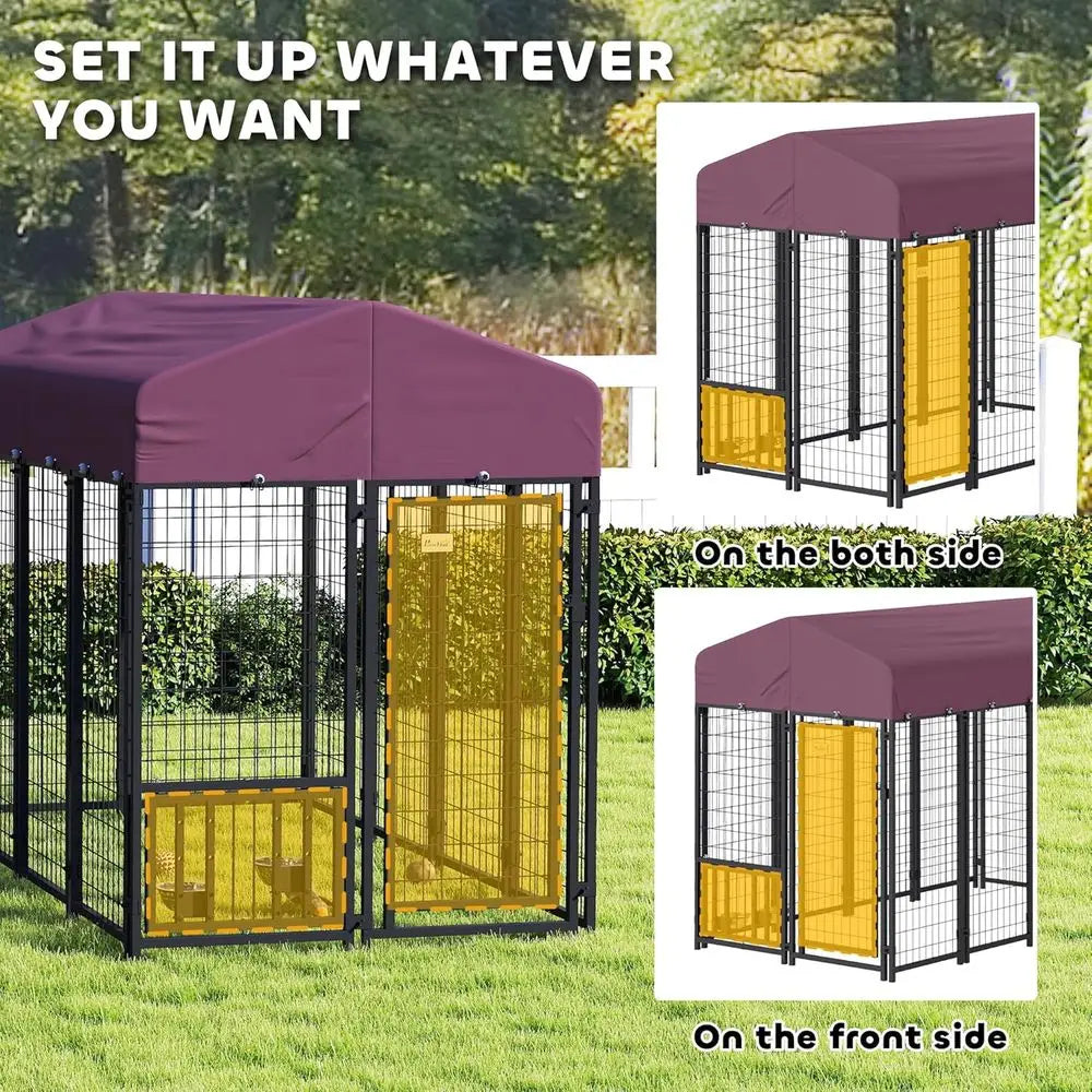 Heavy Duty Outdoor Dog Kennel With Adjustable Bowls And Lock