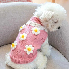 Soft Warm Knitted Blossoming Flower Design Dog Sweater For Pets