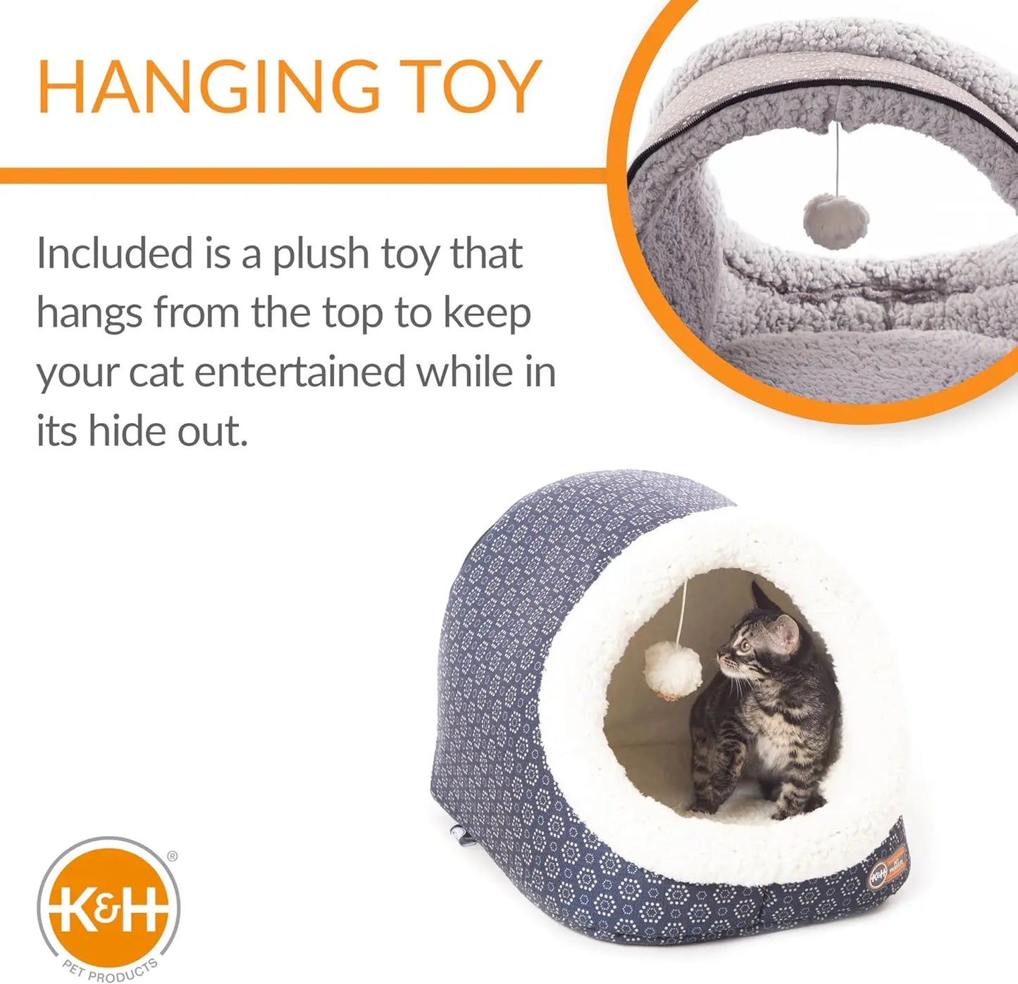 Heated Cat Cave Bed Collapsible Pet Tent and Machine Washable