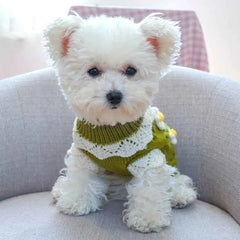 Soft Warm Knitted Blossoming Flower Design Dog Sweater For Pets