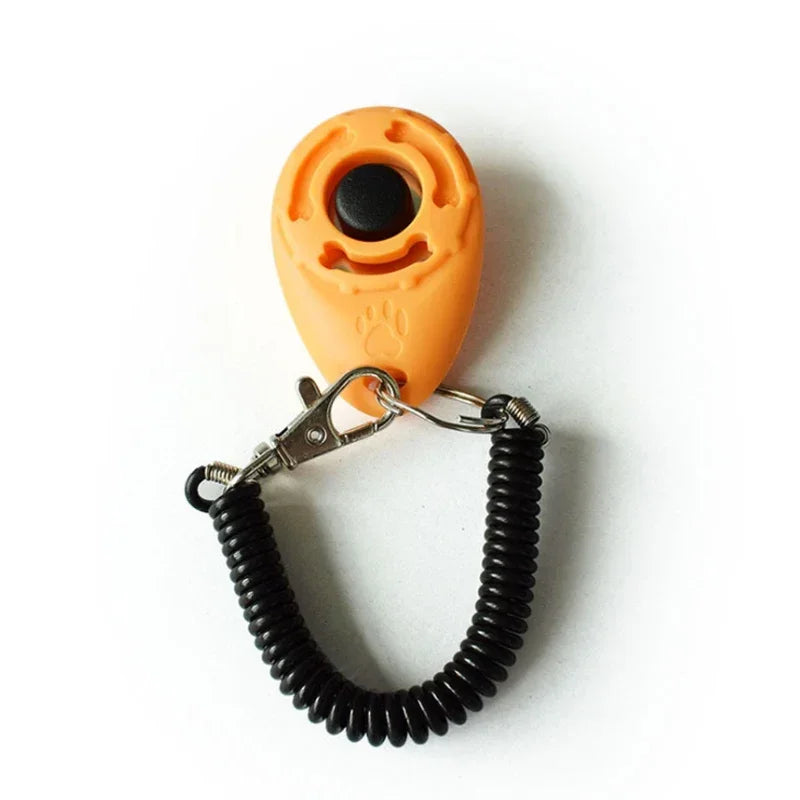 2 in 1 Dog Training Clicker Pet Plastic New Dogs Click Trainer Aid Tools Adjustable Wrist Strap Sound Key Chain Dog Supplies