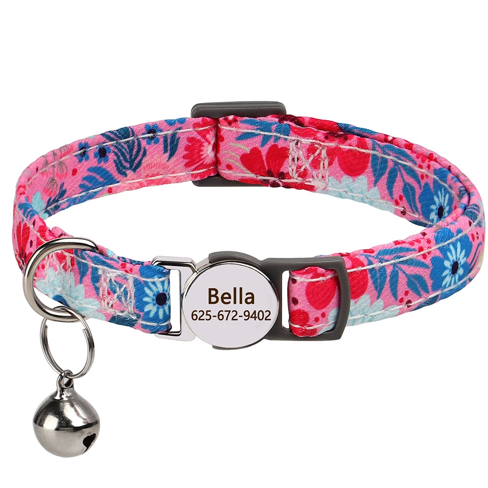 Free personalized kitten collar, engraved with pet dog's name, anti-lost, suitable for cats and small dogs, adjustable