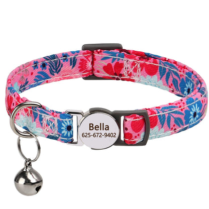 Free personalized kitten collar, engraved with pet dog's name, anti-lost, suitable for cats and small dogs, adjustable