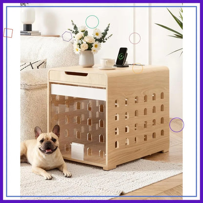 Modern Dog Crate Furniture Charging Station For Small Medium Dogs