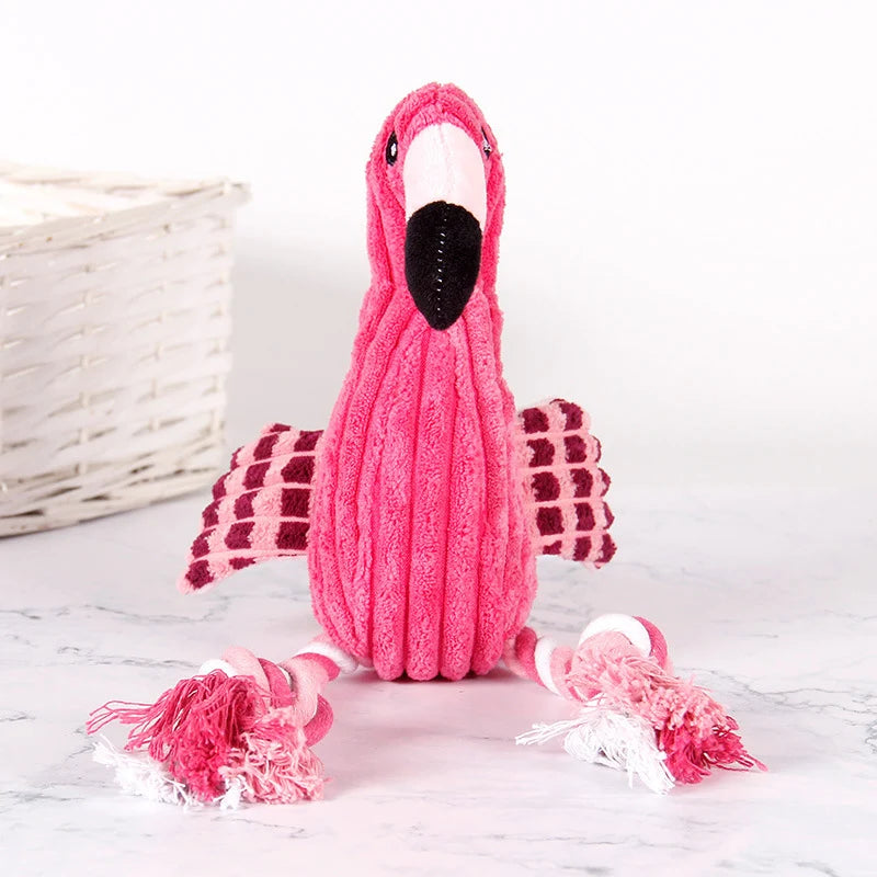Plush Flamingo Squeaky Dog Toy For Small Dogs Chew Toy