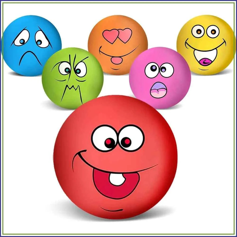 3.14" Squeaky Dog Toys Funny Smile Face Chewing Latex Rubber Fetch Play Interactive Dog Balls for Puppy Small Medium Pet (6PCS)