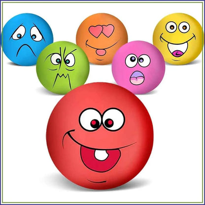 3.14" Squeaky Dog Toys Funny Smile Face Chewing Latex Rubber Fetch Play Interactive Dog Balls for Puppy Small Medium Pet (6PCS)