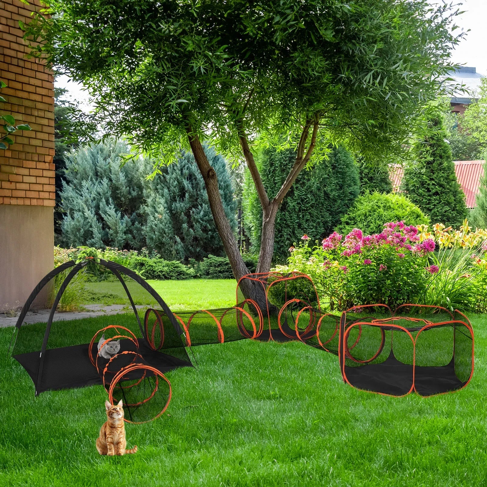 Outdoor Cat Enclosures Portable Play Tent With Tunnels