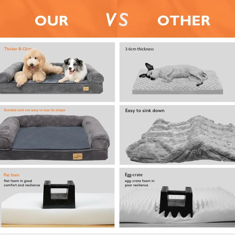 BORWART Calming Dog Bed Orthopedic Memory Foam Sofa Waterproof Cover