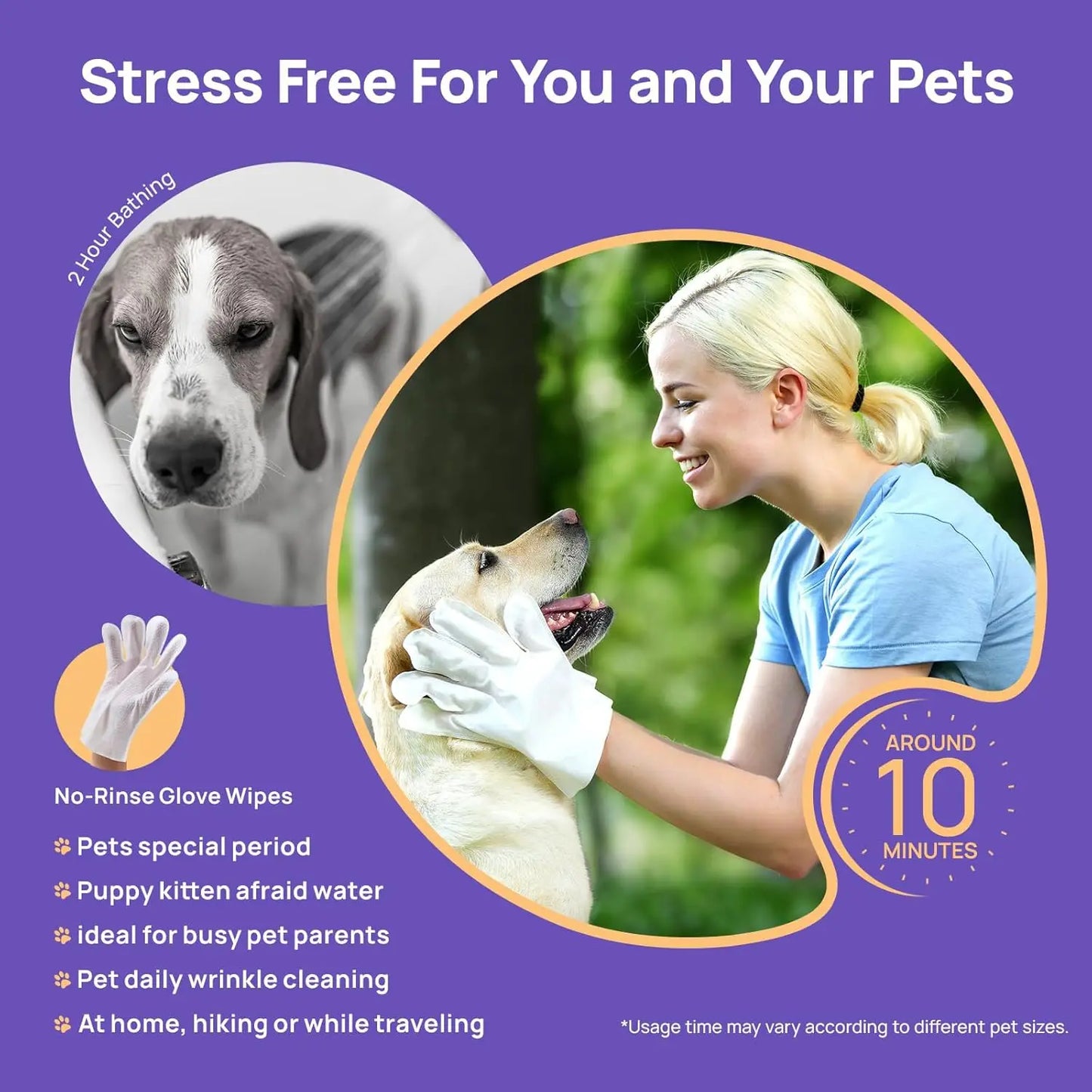 Pet Grooming Glove Wipes For Dogs And Cats Hypoallergenic Hydrating Fur