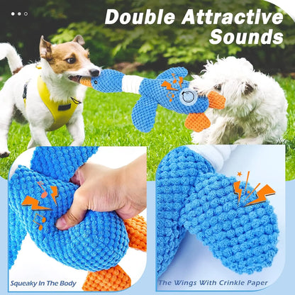 Upgraded Goose Indestructible Dog Toys for Aggressive Chewers Small Medium Large Breed, Crinkle Squeaky Plush Dog Puppy Chew Toy