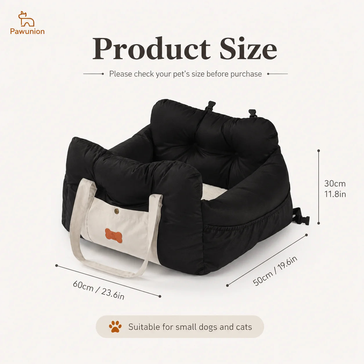 Dog Car Seat for Small Medium Dogs, Portable Pet Booster Seat with Soft Plush Interior, Storage Pocket & Safety Tether, Cozy Travel Bed for Front or Back Seat