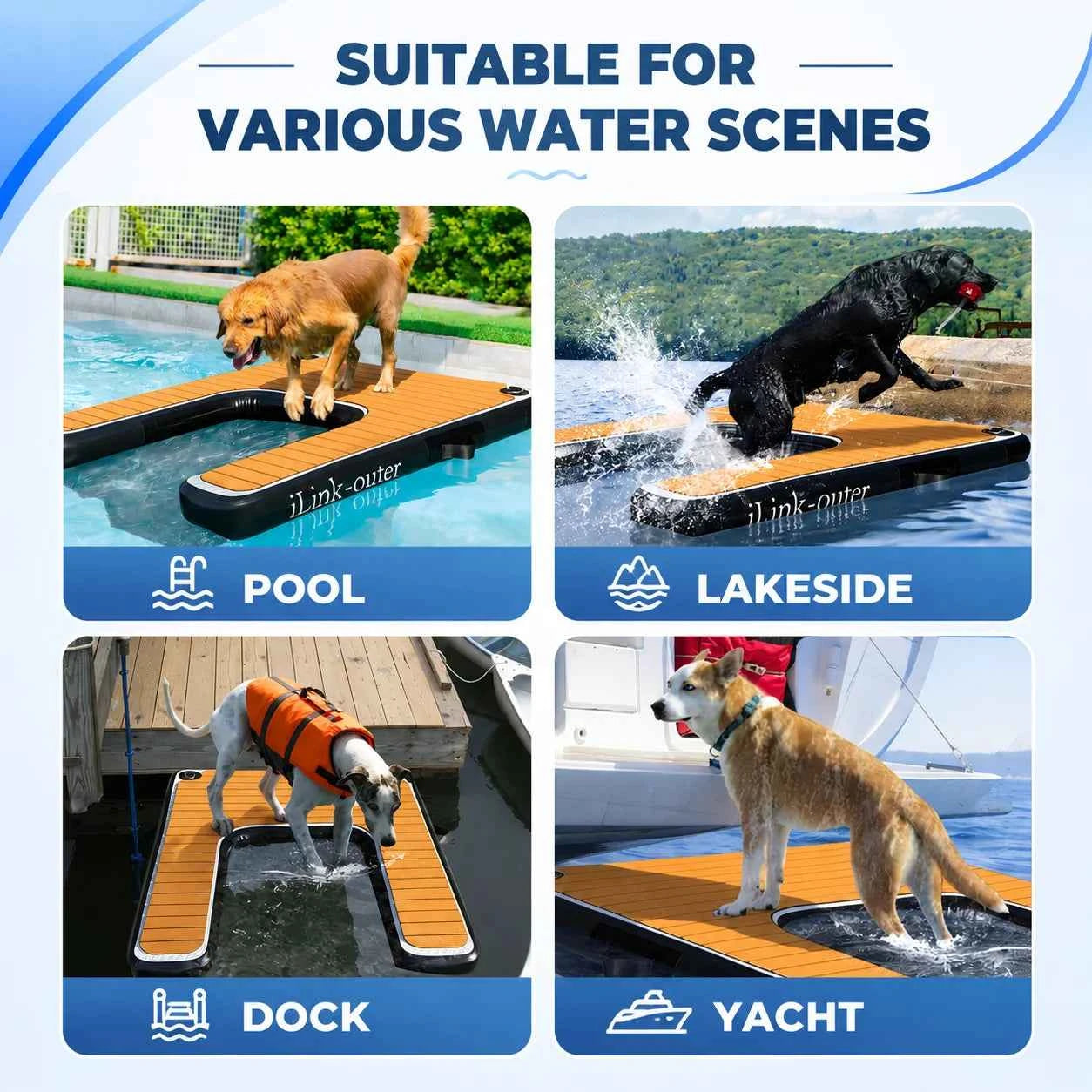 VANCEN Inflatable Dog Ramp for Small Dogs Easy Assembly Supports up to 230lbs Ideal Pet Accessory for Lakes Rivers Beaches