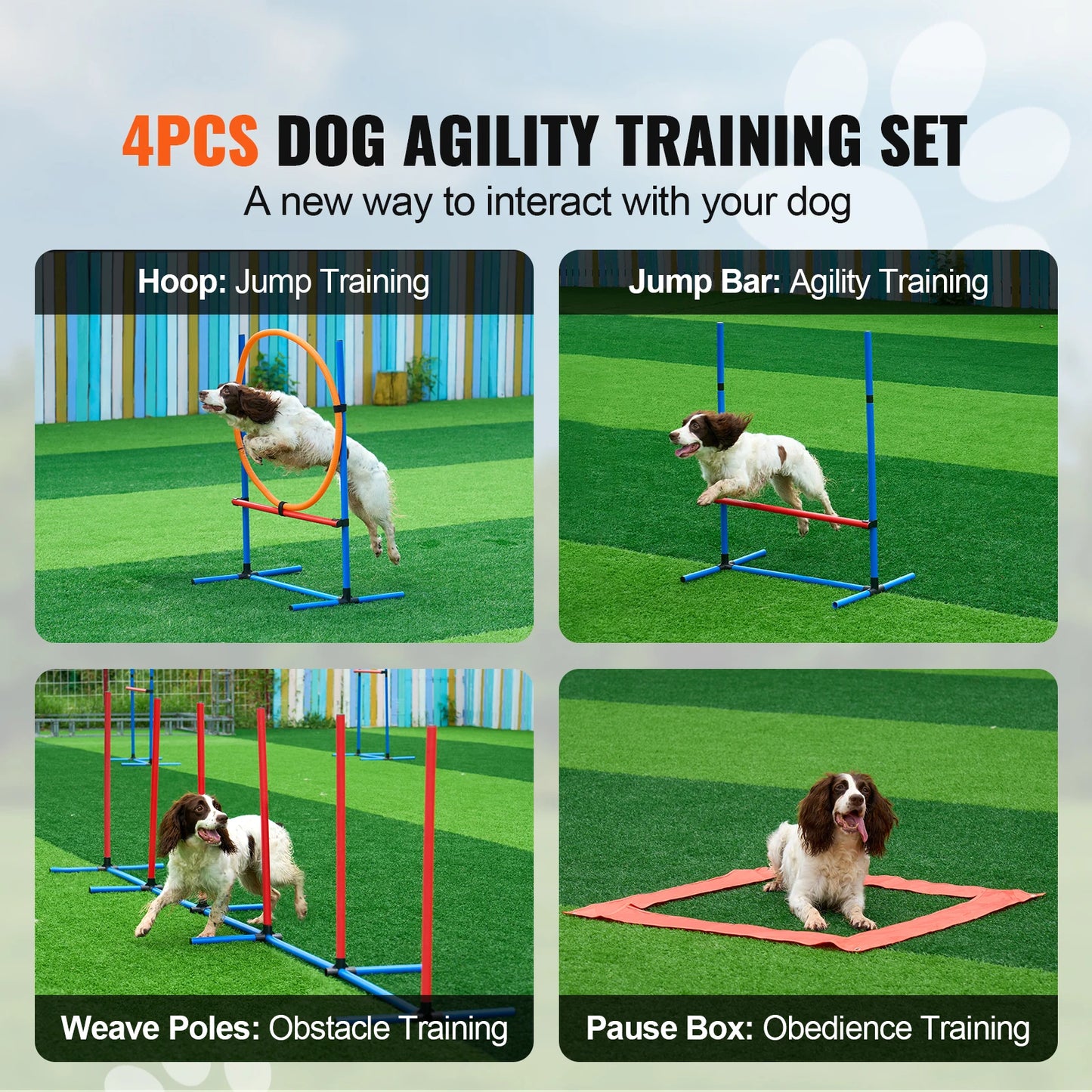 SucceBuy Dog Agility Training Equipment Set With Adjustable Hurdles