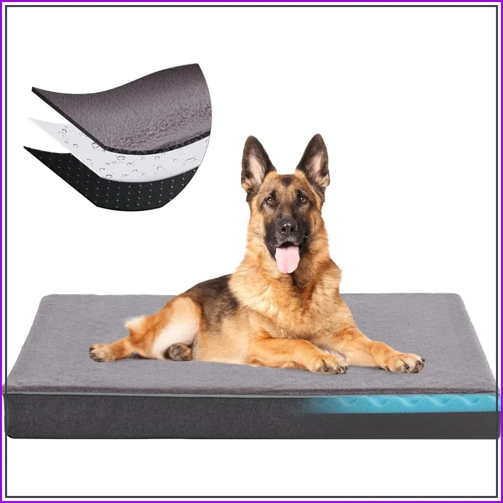 Orthopedic Memory Foam Dog Bed With Cooling Gel Crate Mat