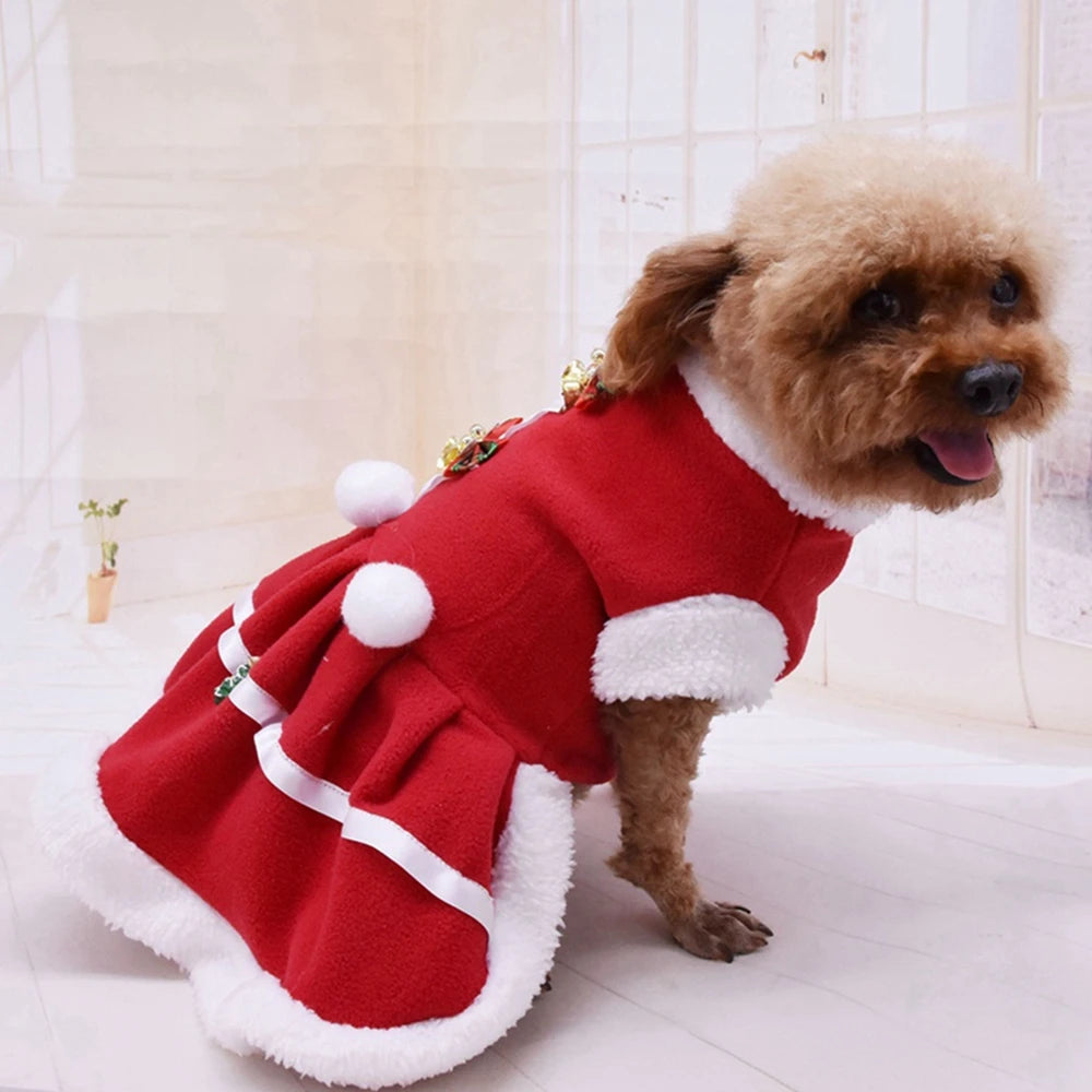 Christmas Dog Dresses For Small Dogs Autumn Winter Pet Dog Bow Tie Skirt Xmas Fancy Princess Puppy Dress Dog Costume
