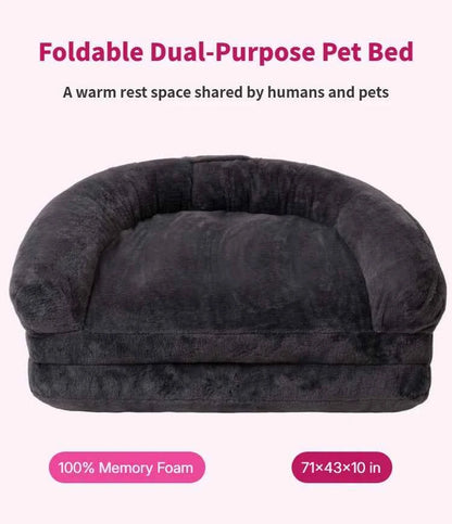 Dual-Use Extra Large Pet Bed 71x43x10in Foldable Cozy Cuddler Pet Mat for Owners And Pets to Rest Together