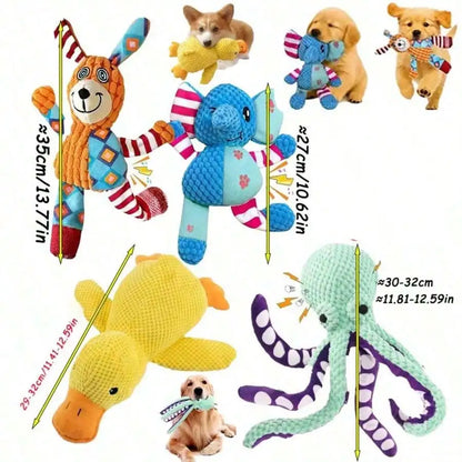Squeaky Plush Dog Toy Set Multi Pack Various Designs