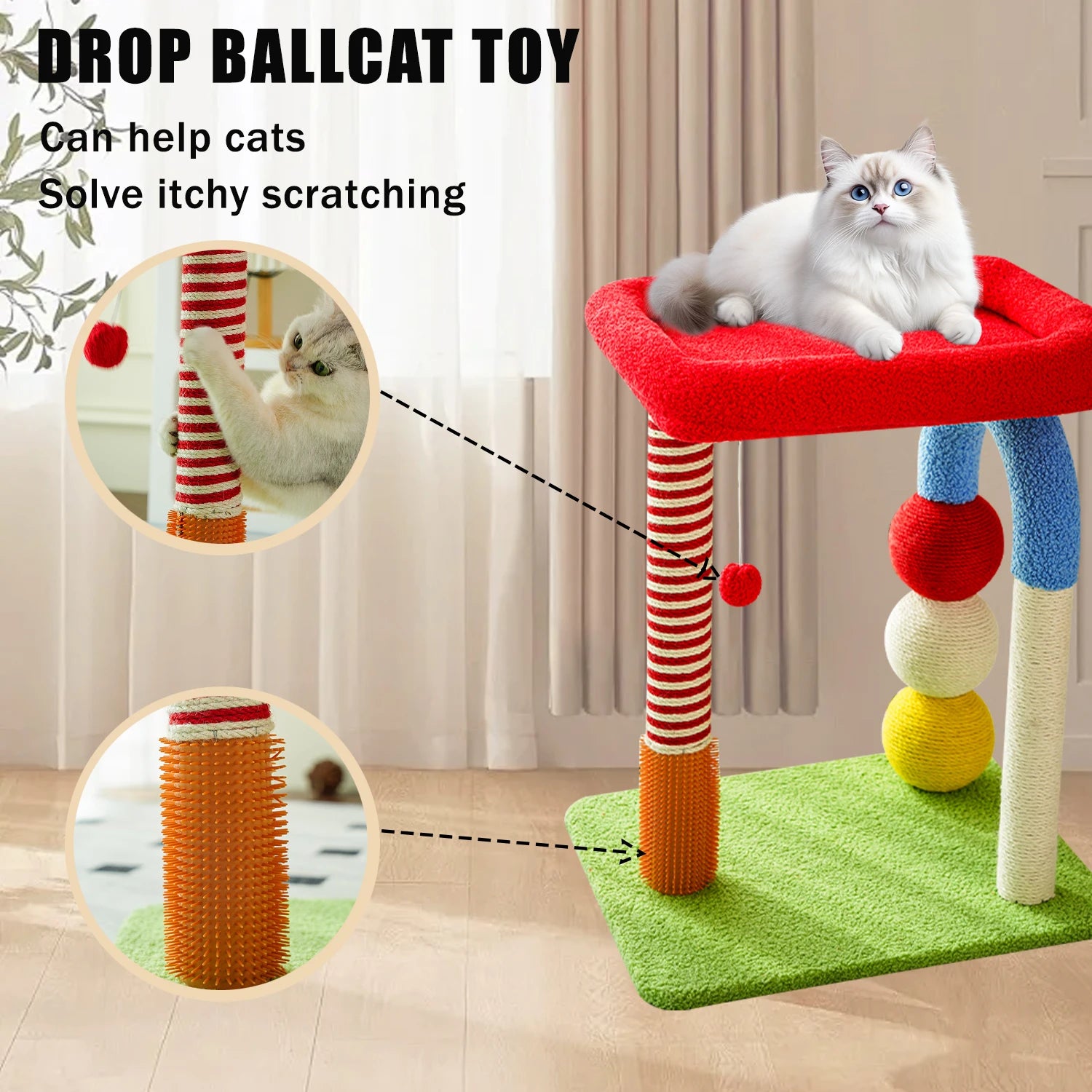 NONECN Indoor Cat Tree With Scratching Post And Resting Platforms