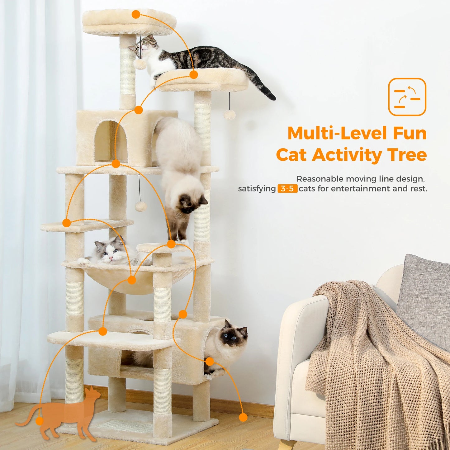 PAWZ Road Cat Tree And Tower For Cats With Sisal Posts