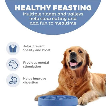 Fun Feeder Slo Bowl 4‑Cup Capacity, Slow Feeding, to Dogs, Non‑Slip,,Notch Pattern