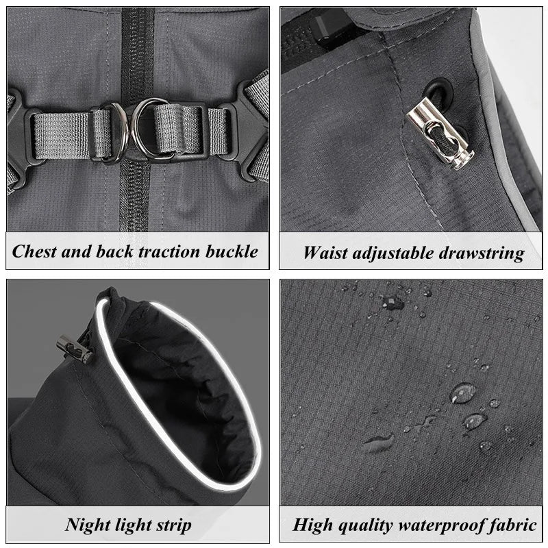 NONE Dog Raincoat With Harness Waterproof Jacket Reflective