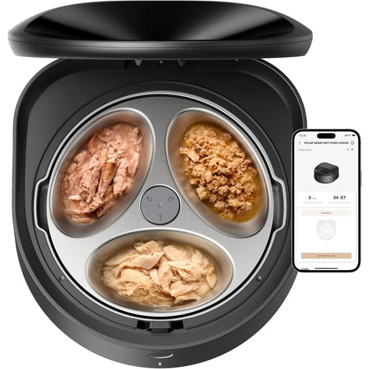 NEW Automatic Cat Feeder Wet Food w/Stainless Steel Bowl, Refrigerated Auto Cat Feeder w/Semiconductor Cooling,Easy to Clean