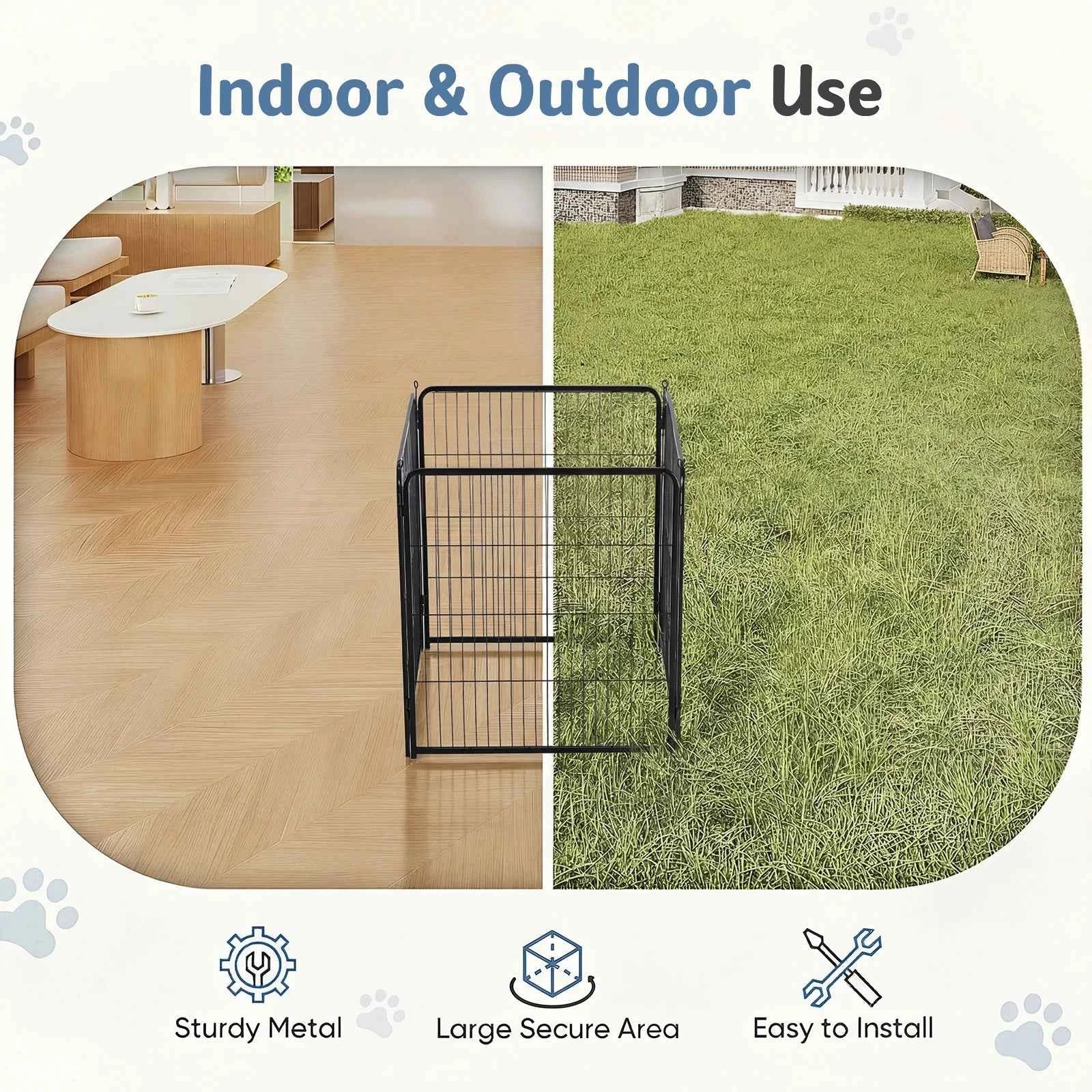 JHK 4 Panels Metal Dog Playpen Pet Fence 24 Inch to 40 Inch Foldable Large Dog Puppy ExercExercise for Yard Gate Camping Outdoor